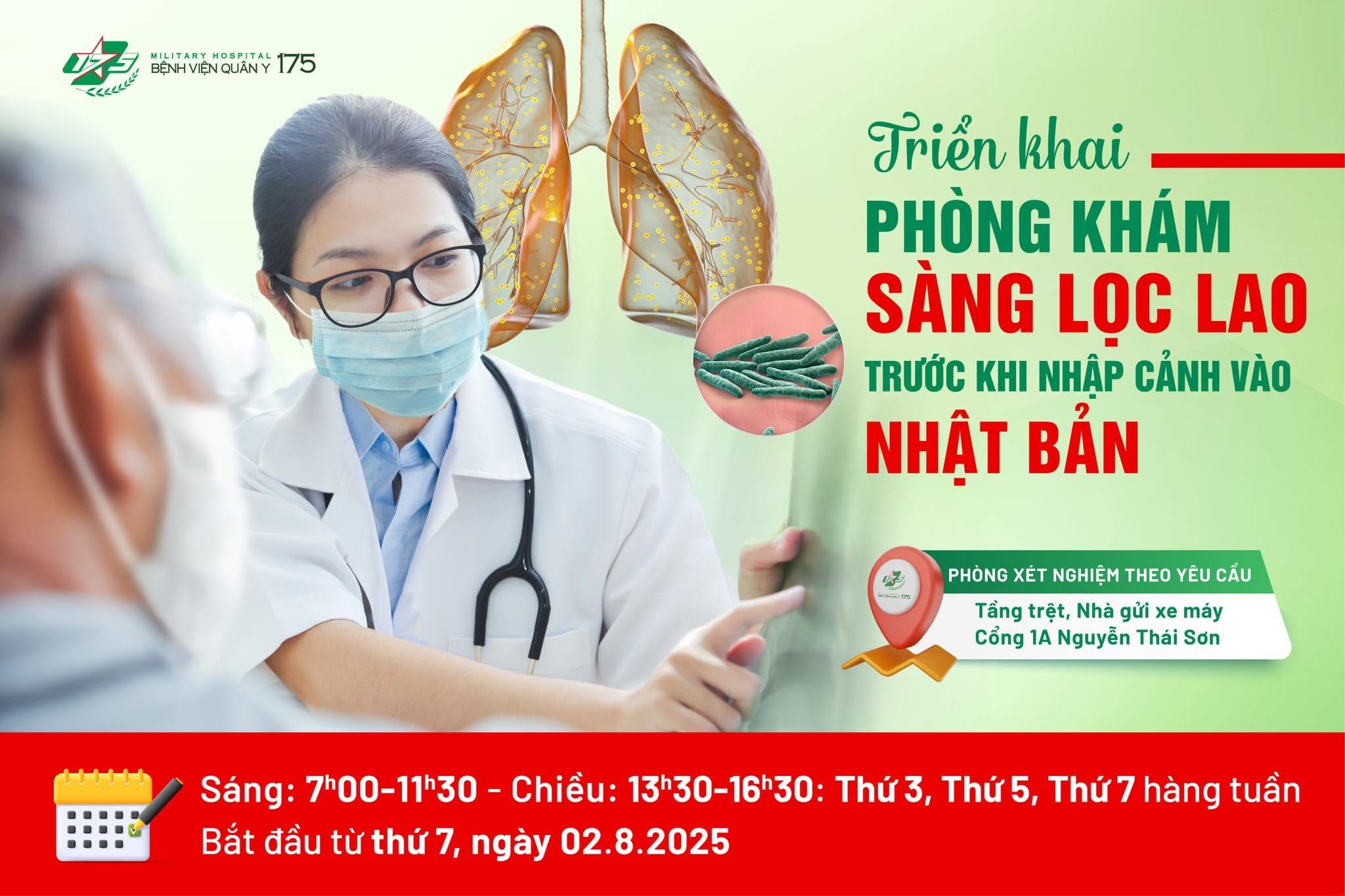 Bệnh viện Quân y 175 triển khai phòng khám sàng lọc lao trước khi nhập cảnh vào Nhật Bản