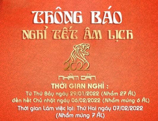Thông báo lịch nghỉ Tết Âm lịch 2022