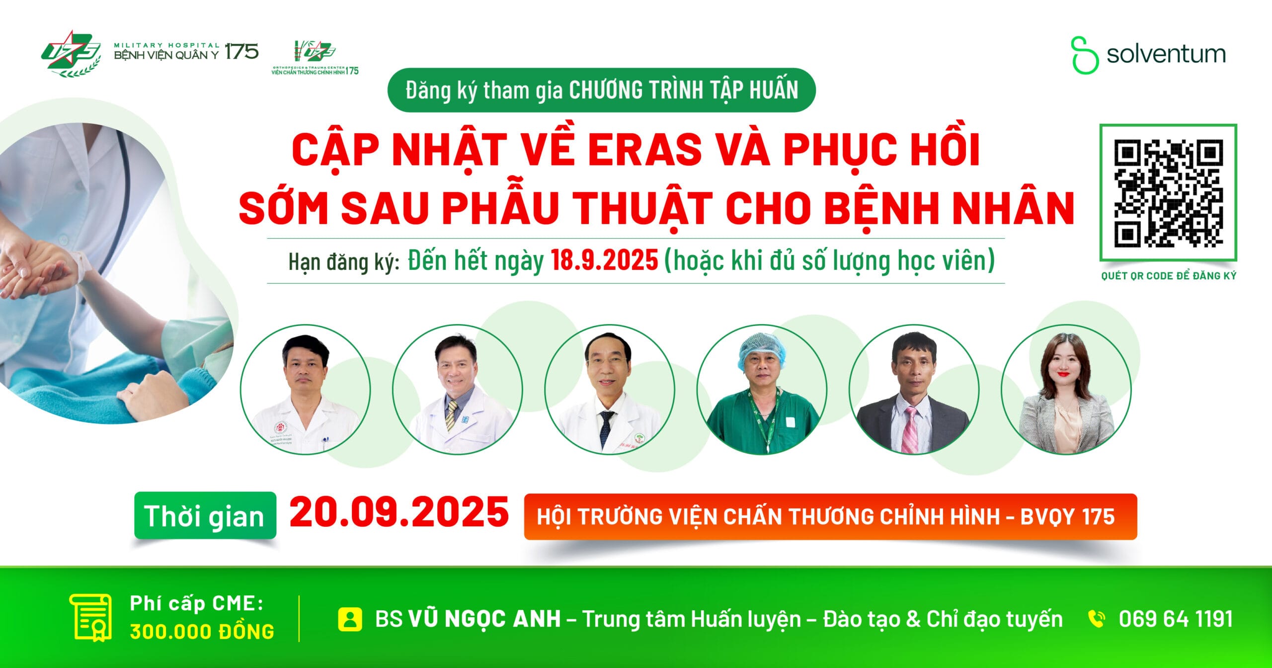 Thông báo đăng ký tham gia chương trình tập huấn "Cập nhật về ERAS và phục hồi sớm sau phẫu thuật cho bệnh nhân".
