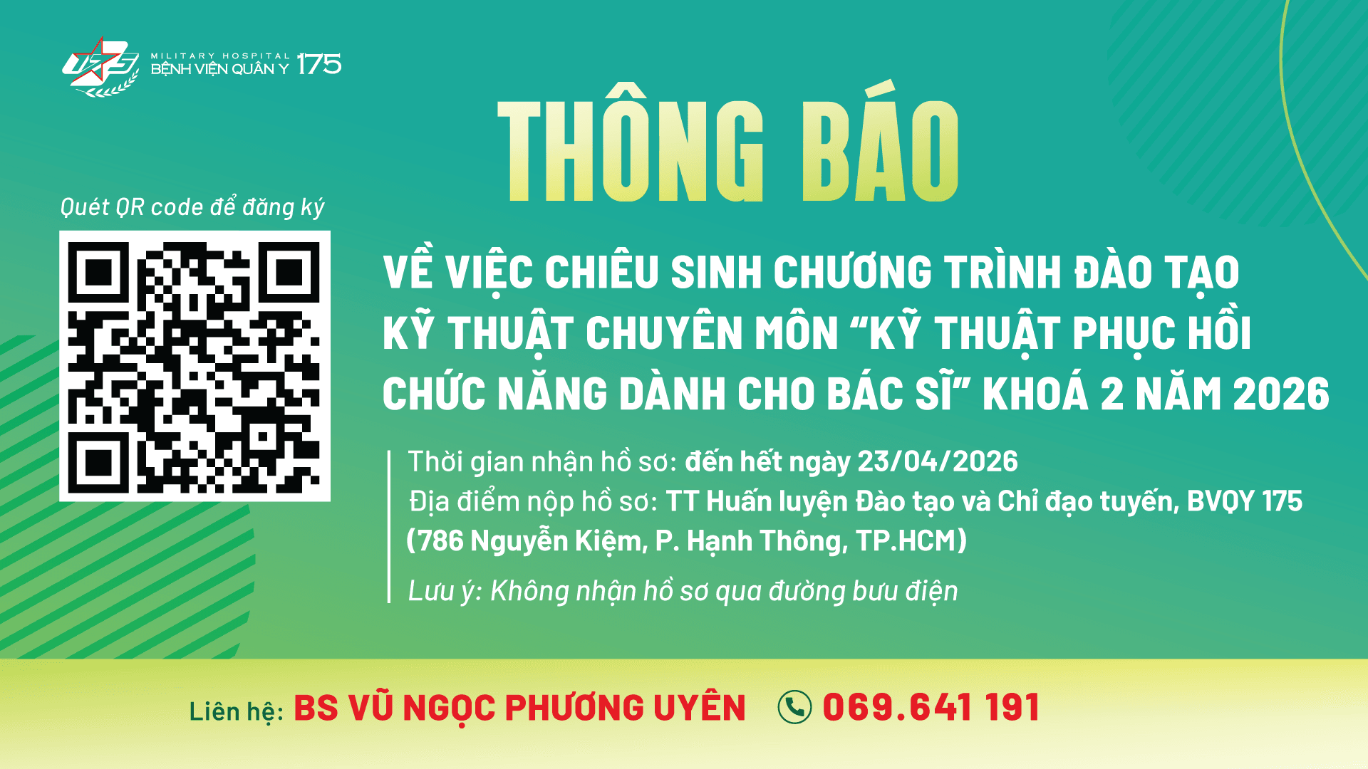 THÔNG BÁO
Về việc chiêu sinh chương trình đào tạo kỹ thuật chuyên môn “Kỹ thuật Phục hồi chức năng dành cho Bác sĩ” Khoá 2 năm 2026

