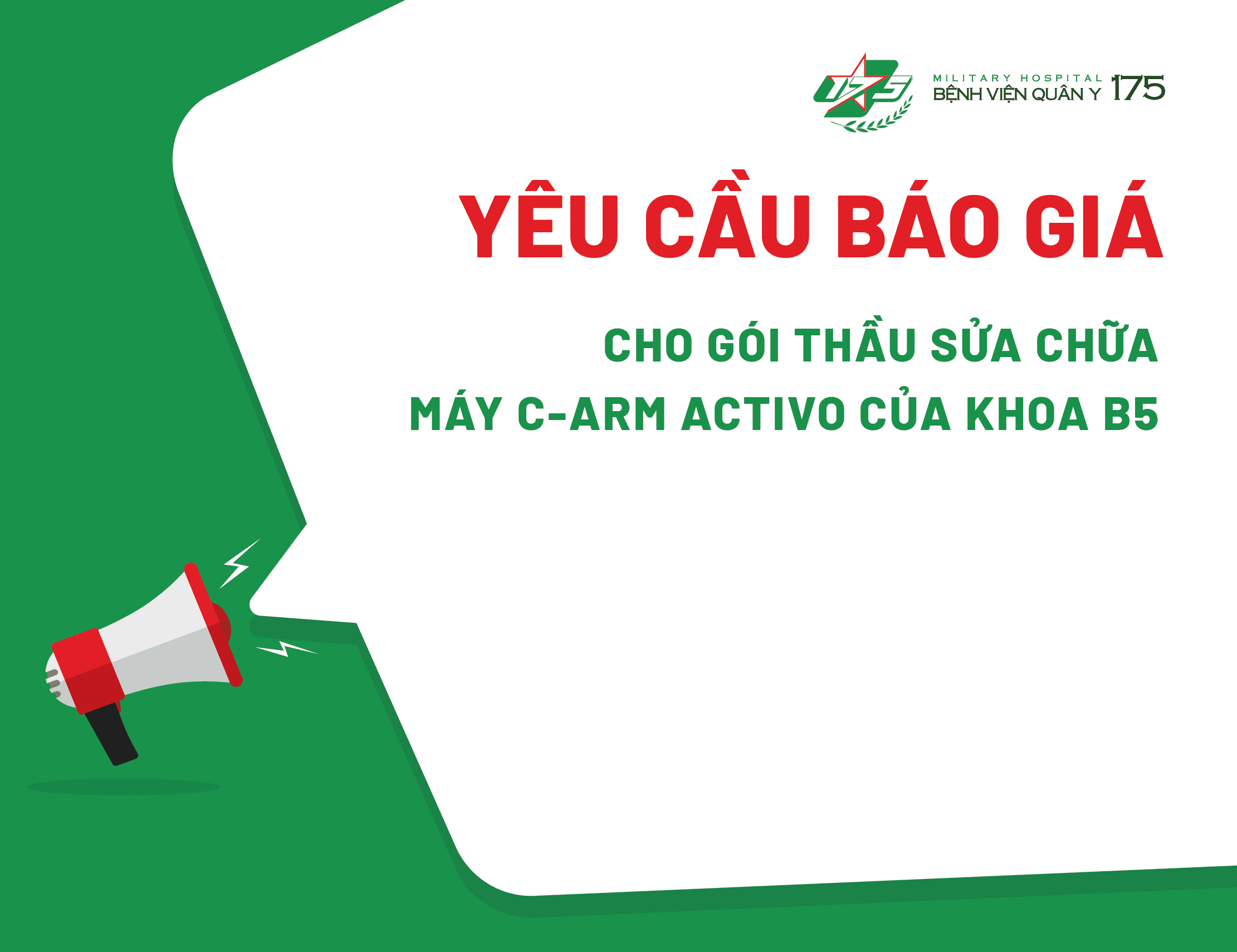Yêu cầu báo giá cho gói thầu sửa chữa máy C-Arm Activo của khoa B5