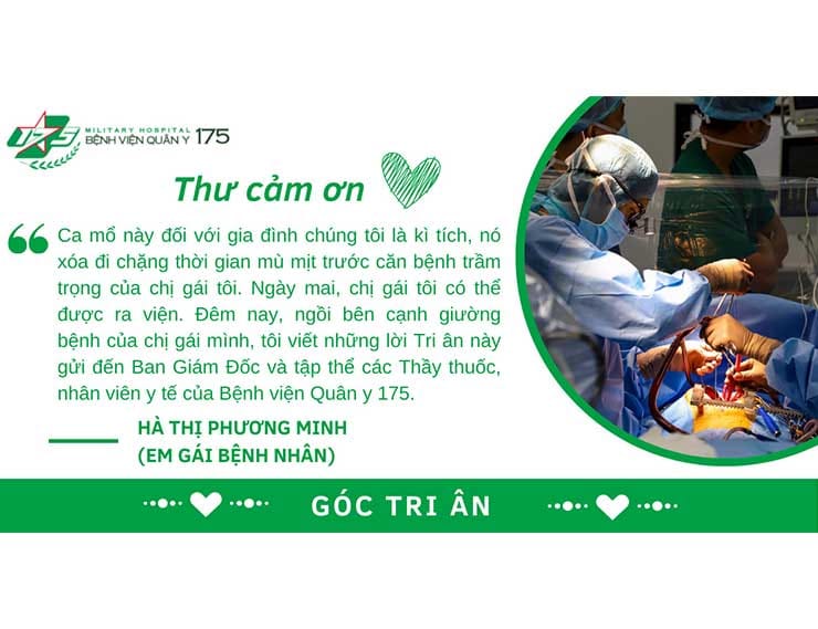 Bức thư cảm ơn gửi đến đội ngũ, y bác sĩ Bệnh viện Quân y 175