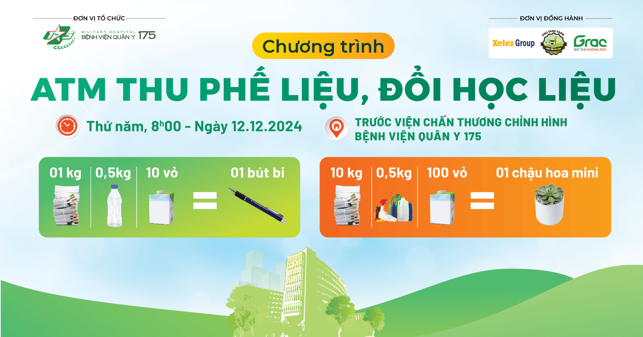 Thông báo tham gia Chương trình “ATM thu phế liệu, đổi học liệu” tại Bệnh viện Quân y 175
