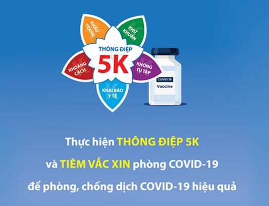 Thực hiện thông điệp 5K và tiêm vắc xin phòng COVID-19 để phòng, chống dịch COVID-19 hiệu quả