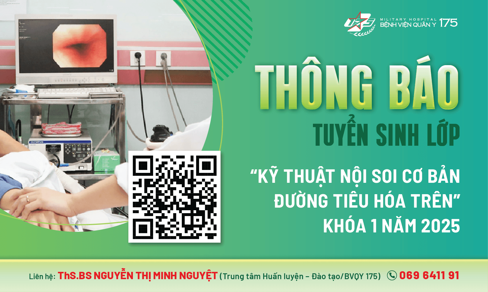 Thông báo tuyển sinh lớp “Kỹ thuật nội soi cơ bản đường tiêu hóa trên”  Khóa 1 năm 2025