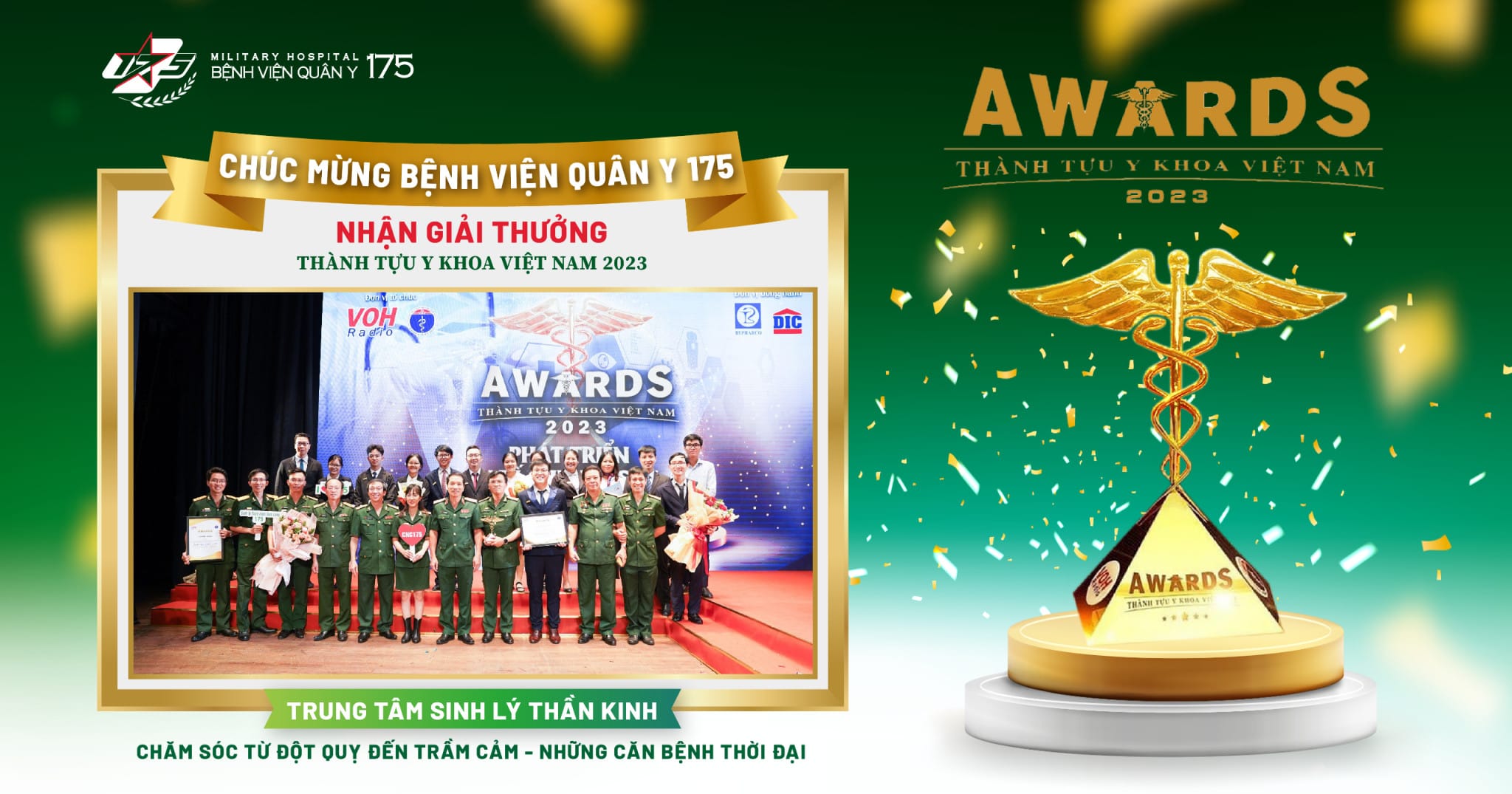 BỆNH VIỆN QUÂN Y 175 ĐƯỢC TÔN VINH TẠI GIẢI THƯỞNG “THÀNH TỰU Y KHOA VIỆT NAM “ NĂM 2023