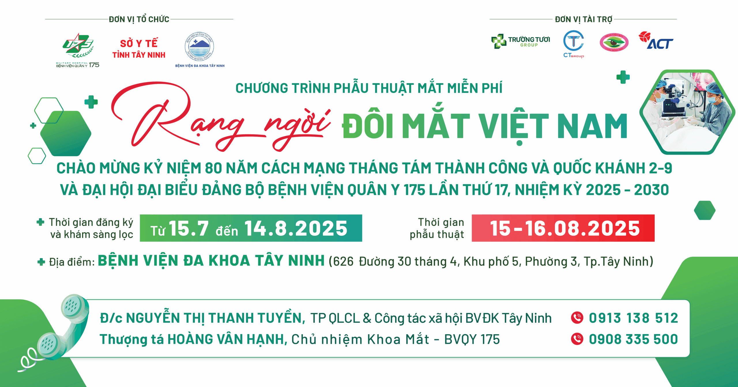 BỆNH VIỆN QUÂN Y 175 TRIỂN KHAI CHƯƠNG TRÌNH “RẠNG NGỜI ĐÔI MẮT VIỆT NAM” TẠI TÂY NINH