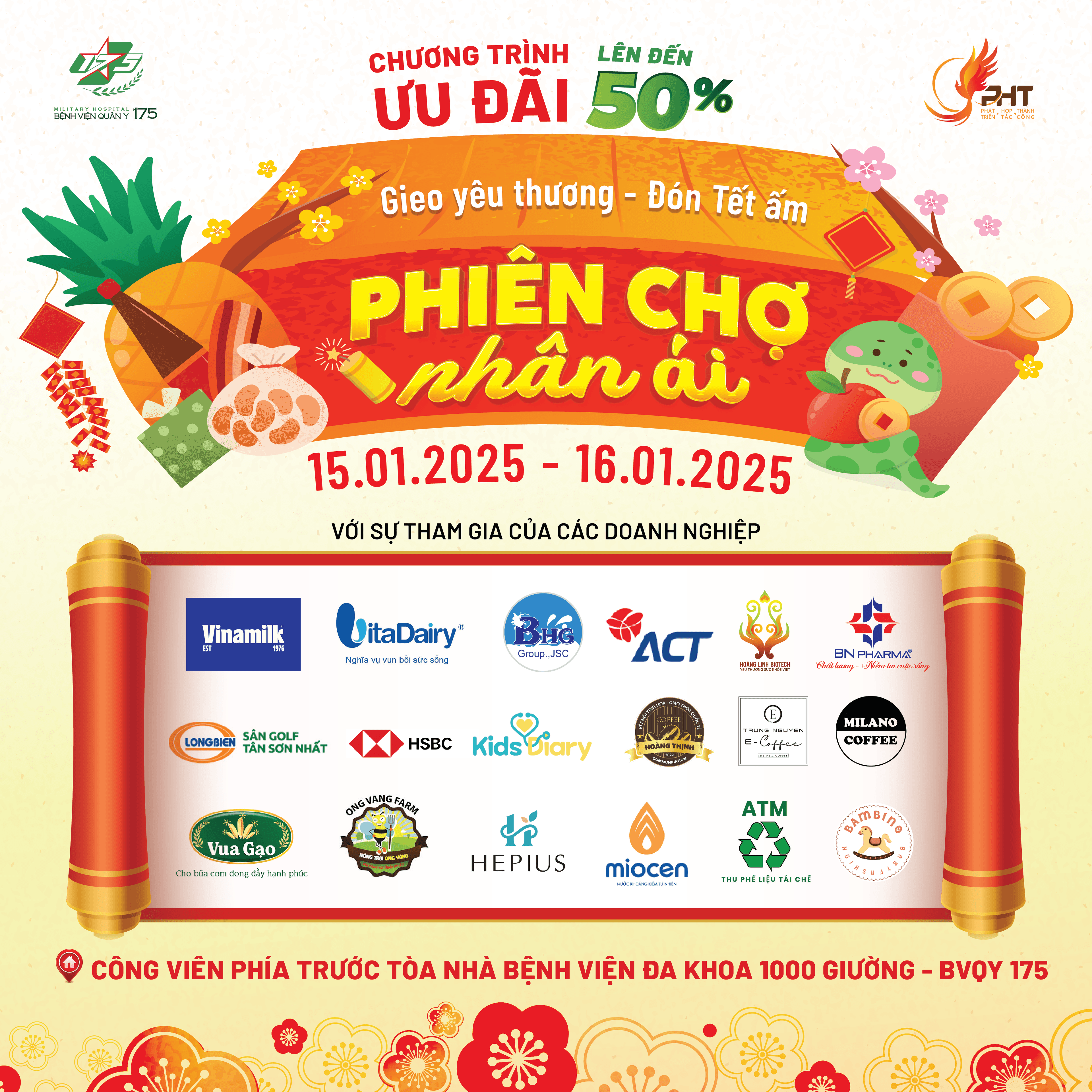 Hơn 20 doanh nghiệp tham gia Phiên chợ nhân ái “Gieo yêu thương – Đón Tết ấm” tại Bệnh viện Quân y 175