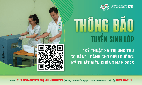 Thông báo tuyển sinh lớp: “Kỹ thuật xạ trị ung thư cơ bản” - dành cho điều dưỡng, kỹ thuật viên Khóa 3 năm 2025