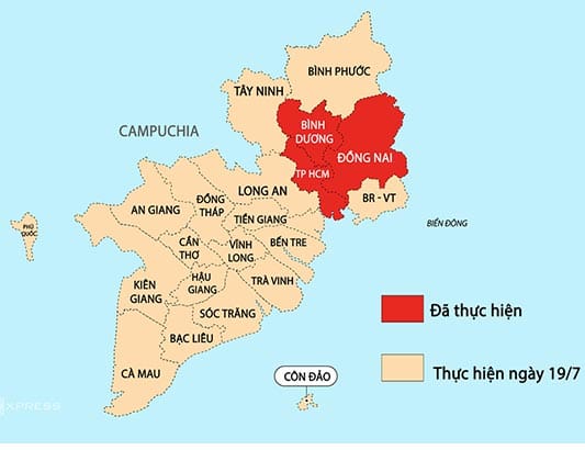 19 tỉnh, thành phía Nam giãn cách xã hội theo Chỉ thị 16