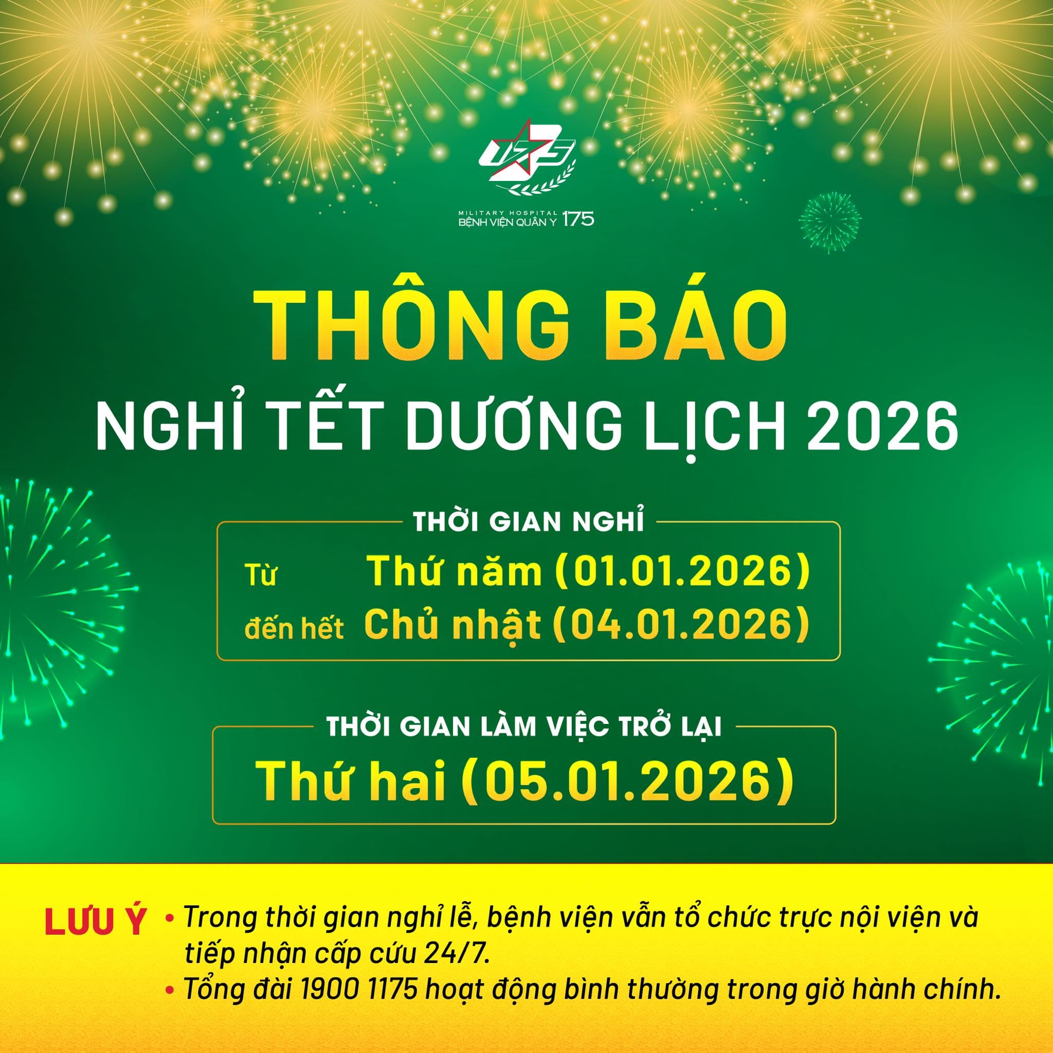 THÔNG BÁO NGHỈ TẾT DƯƠNG LỊCH 2026