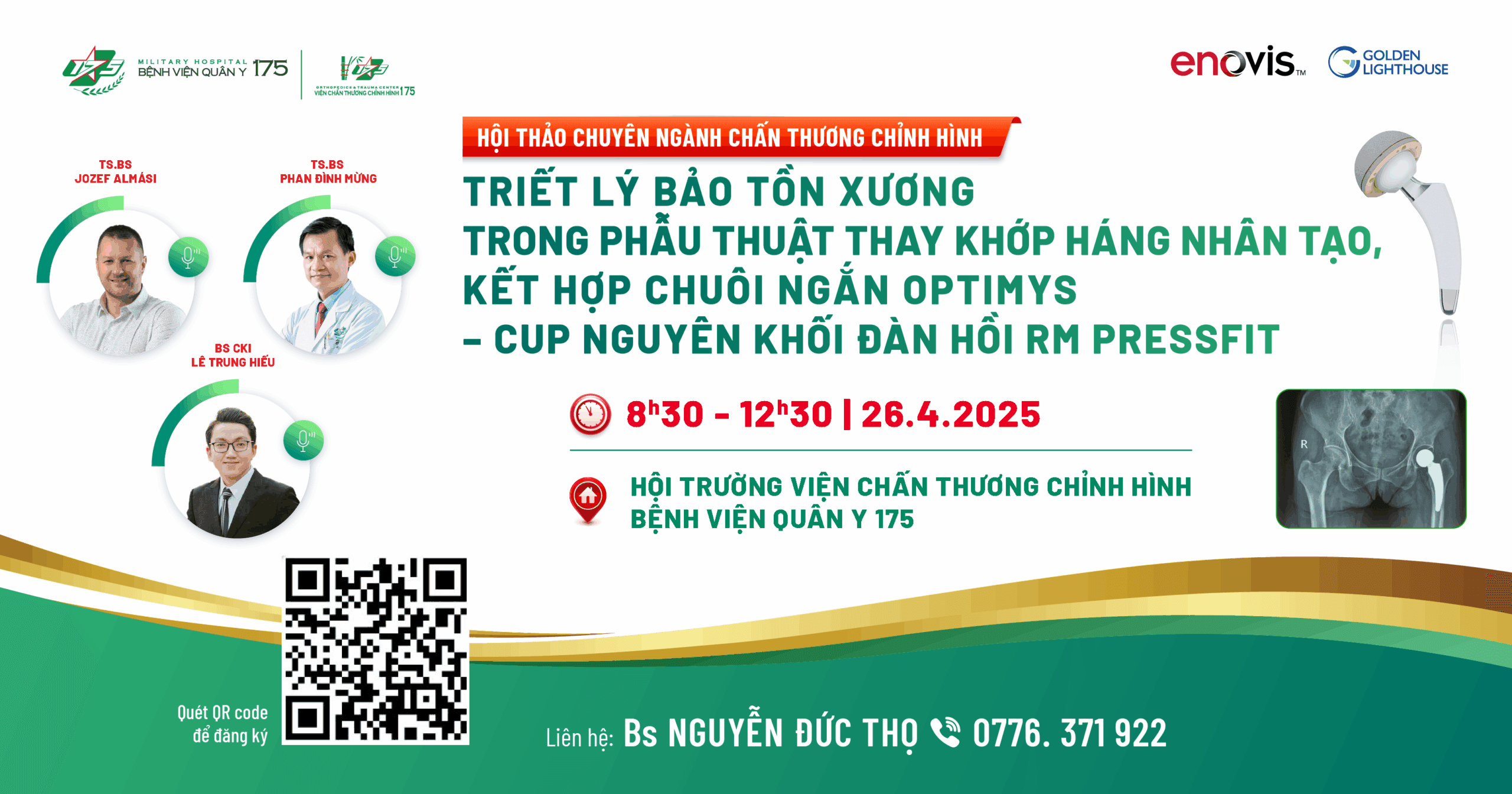 Thông báo đăng ký tham dự hội thảo "Triết lý bảo tồn xương trong phẫu thuật thay khớp háng nhân tạo, kết hợp chuôi ngắn Optimys – Cup nguyên khối đàn hồi RM Pressfit”