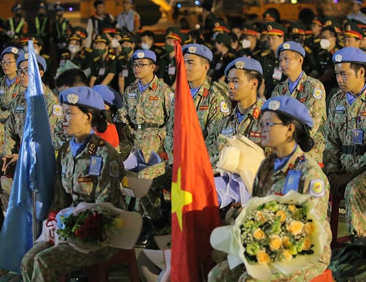 TP.HCM: 32 chiến sĩ BVDC 2.3 trở về nước sau khi hoàn thành nhiệm vụ quốc tế