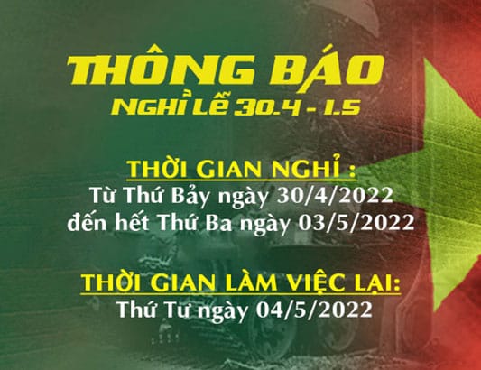 Thông báo lịch nghỉ lễ 30.4 - 1.5