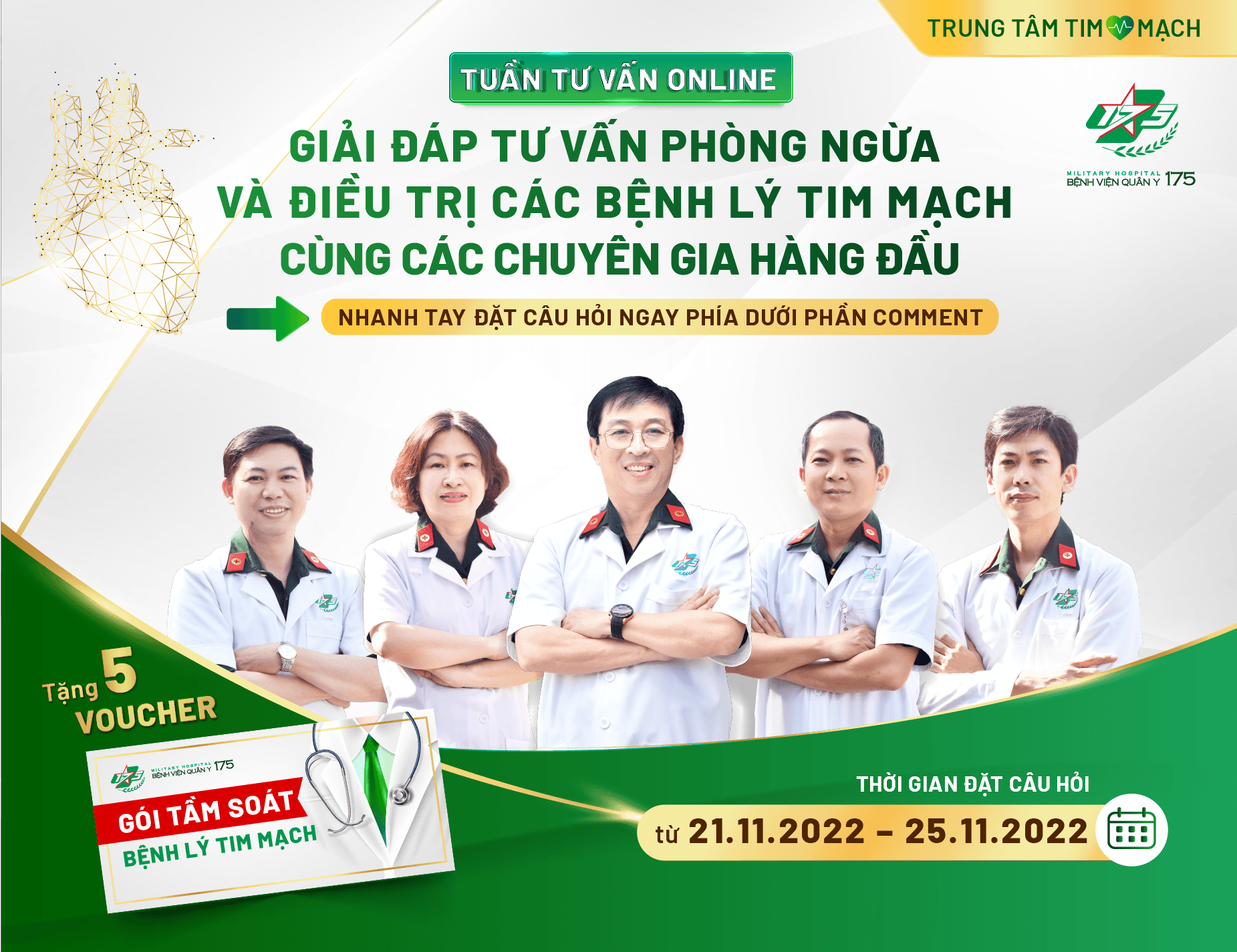 Tuần tư vấn Online: Giải đáp tư vấn phòng ngừa và điều trị các bệnh lý tim mạch cùng các chuyên gia hàng đầu