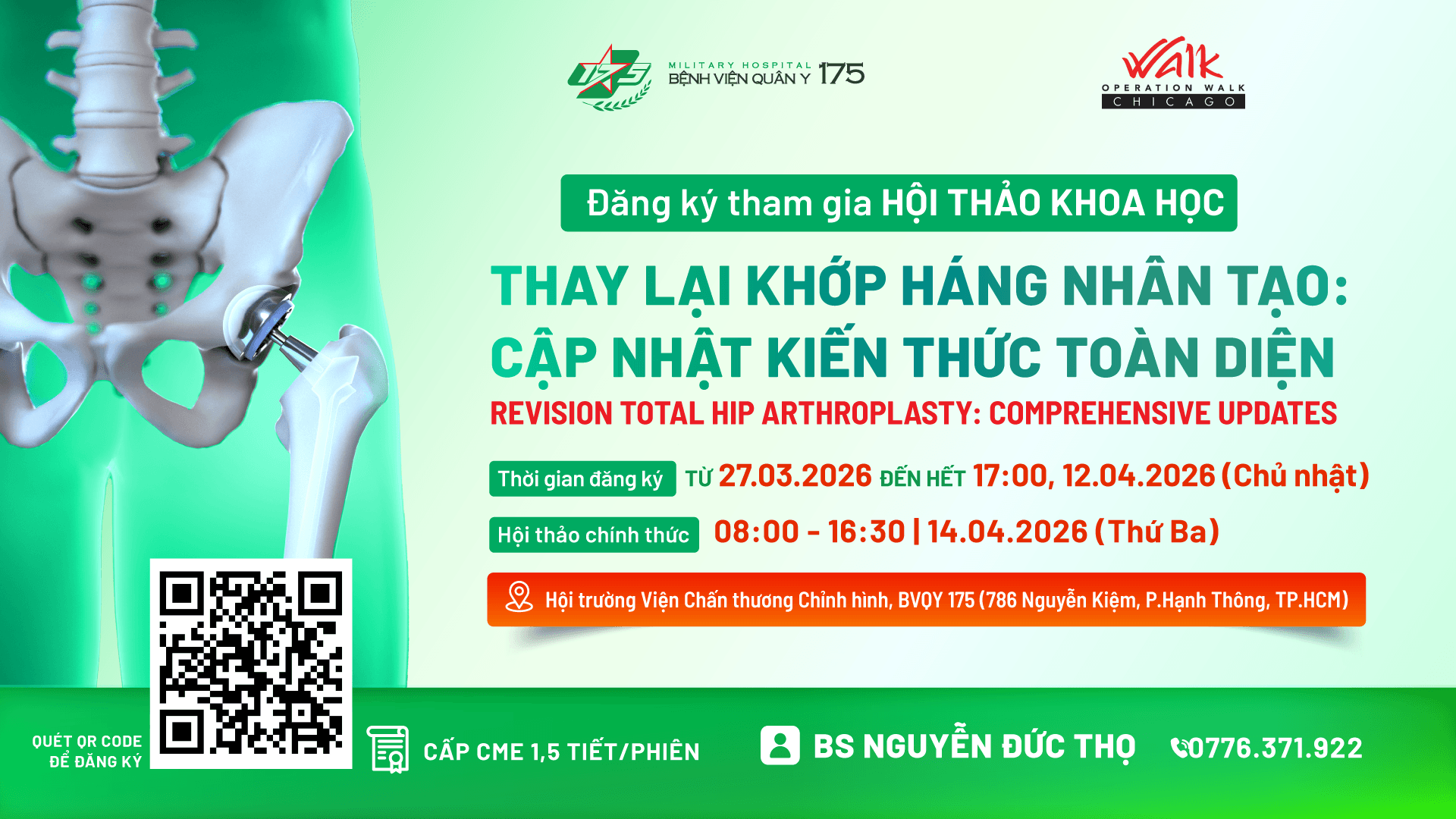 Đăng ký tham gia HỘI THẢO KHOA HỌC
THAY LẠI KHỚP HÁNG NHÂN TẠO: CẬP NHẬT KIẾN THỨC TOÀN DIỆN